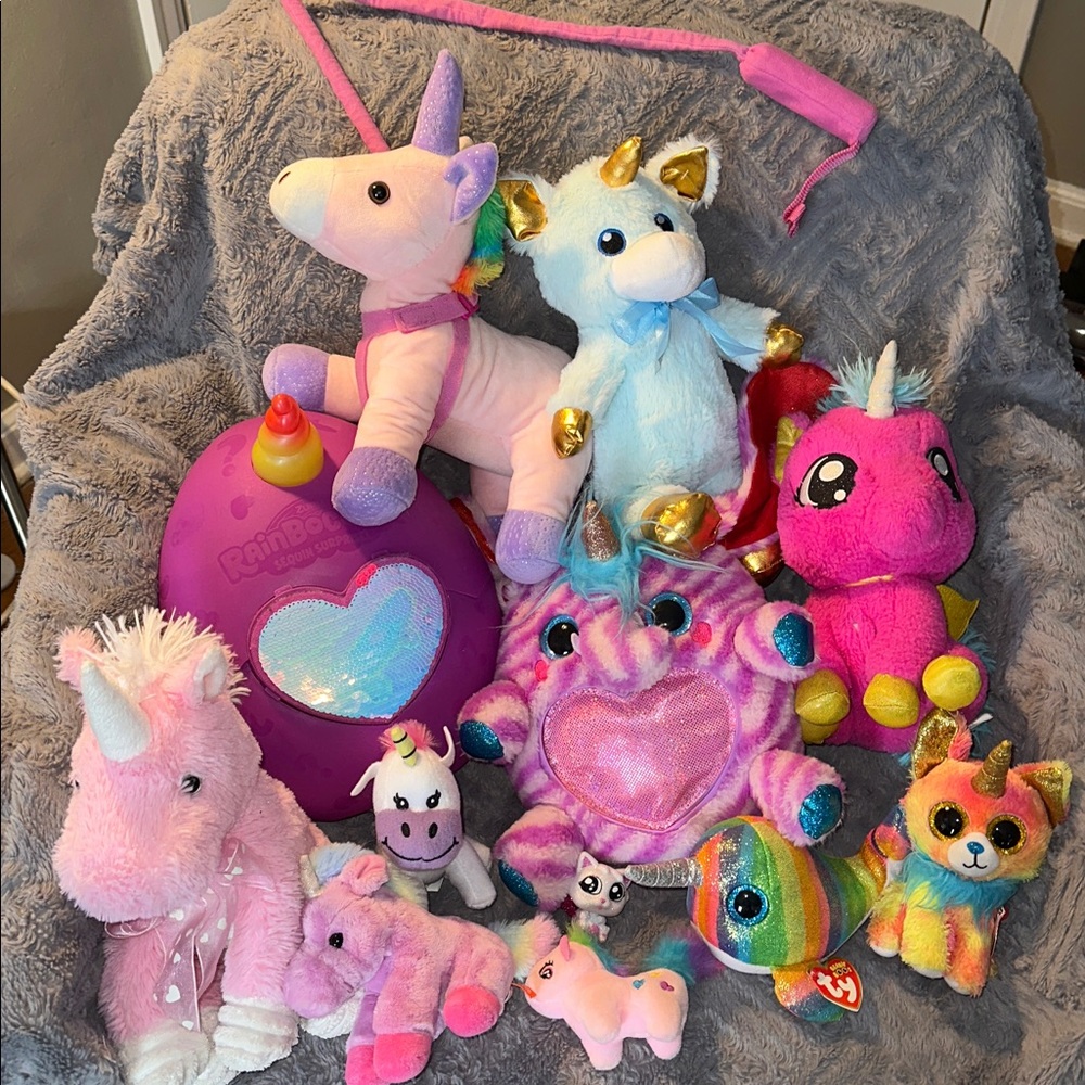 Rainbocorn, Unicorn, Narwhal Stuffie Bundle